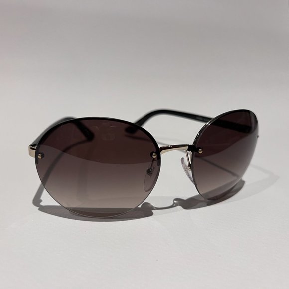 PRADA Black Semi-Rimless Gradient Sunglasses - Picture 9 of 10
